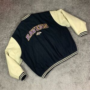 Baltimore Ravens Game Day Logo Athletic Wool Leather Sleeve Varsity Jacket 2XL